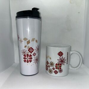 Starbucks Holiday Set 2013 Retro Snowflakes Tumbler & 12oz Ceramic Mug